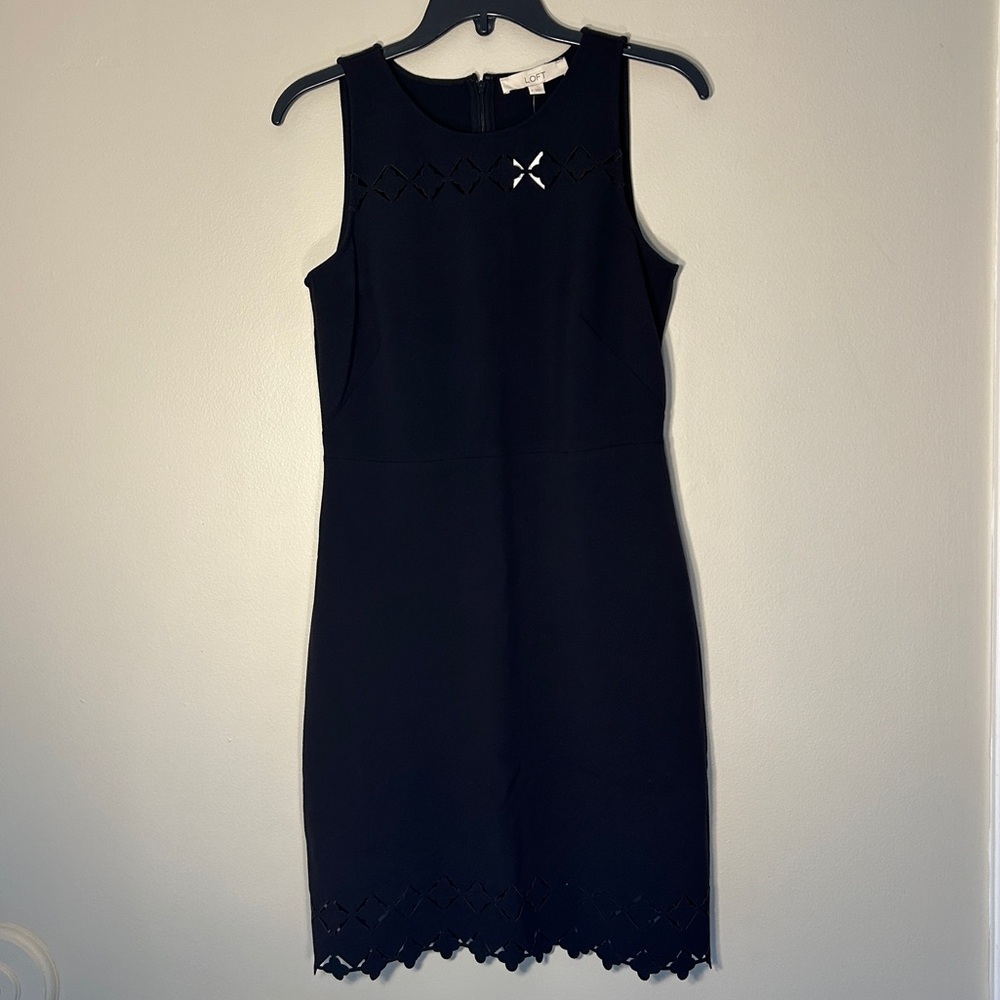 LOFT Black Sleeveless Mini Dress 2 NWT Laser Cut Out